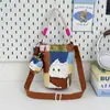 Bolsa tipo cubo pequeña portátil con ilustración de dibujos animados estilo coreano, bolso cruzado casual y ligero para teléfonos móviles, adecuado para salir con un estilo relajado