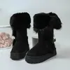Botas de nieve de suela gruesa para mujer, nuevo estilo de invierno 2026, antideslizantes, cálidas, zapatos de algodón del noreste, convertibles con hebilla de cinturón, botas altas de pelo