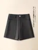 Pantalones cortos de lana grises para mujer, nueva colección otoño/invierno 2026, talla petite, versátiles, adelgazantes, de cintura alta, corte A, pierna ancha, bootcut