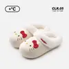 Pantuflas de Algodón Impermeables Sanrio Kitty para Mujer, Uso en Exteriores, Resistentes a la Suciedad, Antideslizantes, Pantuflas de Peluche, Temporada de Otoño e Invierno, Pantuflas de Piel con Felpa Adicional