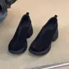Versión de Piel de Oveja ~ Zapatos Retro sin Cordones de Punta Redonda con Suela Gruesa para Mujer, Adecuados para Figuras Pequeñas, Zapatos de Cuero Genuino con Banda Elástica de Corte Profundo para Viajar al Trabajo