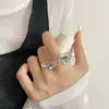 Anillo de Plata de Ley S925 Diseño de Nicho Flor Retro Corte Simple Moda Lujo Accesible Anillo Retro Venta al por Mayor