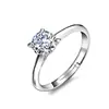 Anillo de Moda Geométrico Simple de Plata S925 con Circonita para Mujer, Anillo de Diamante de Cuatro Garras, Anillo de Compromiso Ajustable, Accesorio de Gama Alta al por Mayor