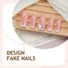 Uñas Postizas Cuadradas de Alta Venta Transfronteriza con Diseño Floral Rosa Puro y Pedrería Brillante, Uñas Portátiles Desmontables, Mayoreo