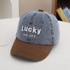 Comercio Exterior Sombrero Infantil de Mezclilla Gorra de Béisbol Letra LUCKY Gorra Urbana Sombrero de Sol de Verano para Niños y Niñas