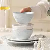 Juego de Plato y Tazón de Cerámica, Plato de Cena, Vajilla, Plato, Tazón de Arroz, Tazón para Pescado, Relieve Estilo Francés, Regalo de Inauguración, Fresa