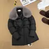 2026 Invierno Nuevo Estilo Coreano Cuello Grande de Piel Chaqueta de Algodón Abrigo para Mujer Cintura ceñida Adelgazante Longitud Media Engrosado Cálido Top para Mujer