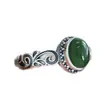 Anillo Redondo de Jaspe Estilo Chino Retro Chiba Taiyin Nuevo Estilo Chino Diseño de Nicho Anillo Ajustable Joyería para Mujer