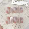 Unhas Usáveis Estilo Ins Xiaohongshu Manicure Oval Curta Adesivos de Unha Removíveis Unhas Usáveis Ovais Curtas Contas de Vidro