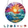 Nova Decoração de Janela Pendurada Captadora de Luz de Quebra-Cabeça Acrílico da Amazon, Cena Colorida do Rio Moonlight, Decoração de Janela de Jardim 8