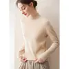 Suéter de cachemira de primera línea listo para usar para mujer otoño e invierno cuello alto semi alto manga larga jersey de punto lana base suéter sin costuras