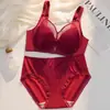 Lencería de encaje nueva en stock con varilla suave de titanio con memoria, hace que los bustos grandes parezcan más pequeños, conjunto de sujetador sexy de alta gama ajustable