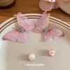 Pendientes de Mariposa de Gasa con Tachuelas de Diamante Aguja de Plata, Pendientes Frescos Pastorales Estilo Bosque, Super Estilo Hada, Hermosos, Lujo Ligero, Pendientes de Gama Alta