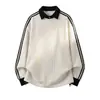 Sudadera Hanlu de peso pesado con cuello tipo polo estilo americano para hombre, top de otoño de corte holgado con dobladillo ajustable, jersey casual