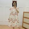 Camisola de Algodão Seda Feminina Verão Nova Chegada plus size Roupa de Casa Fina Moderna Pijama de Mãe Manga Curta Vestido Floral Pequeno