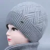 Gorro tejido, bufanda cálida para la abuela, gorro de algodón al por mayor, conjunto para mujer para mamá, gorro de lana para mediana edad y personas mayores, engrosado para otoño e invierno