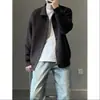 Chaqueta de cárdigan tejida negra con cuello estilo coreano, madura y elegante, para hombre, adecuada para primavera y otoño, suéter casual