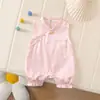 Roupas de Bebê Estilo Nacional Verão Finas Sem Mangas Bebê Recém-nascido Macacão Roupas Estilo Chinês Roupas de Coelho Lua Cheia 100 Dias Verão