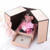 Presente de Dia dos Namorados Chinês, Flor Eterna, Urso de Rosas Simulado Caixa de Presente de Joias de Porta Dupla, Presente de Aniversário Feito à Mão