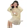 Conjunto de Ropa de Verano para Niñas 2026 Nueva Camiseta Rayada de Seda Helada Protectora del Sol y Conjunto de Falda de Dos Piezas de Moda para Niños