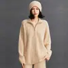 Suéter de Cachemira para Bebé Suéter de Mujer con Media Cremallera y Solapa Diseño Trenzado Manga Larga Prenda Base Lana Suave y Sedosa Otoño e Invierno Nuevo