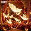 Luces de camino de mariposa para escenario de boda, decoraciones de alas brillantes para escenario en T, adornos de pared, lámpara de suelo de mariposa de tres colores cambiantes