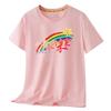 Camiseta infantil estampada com arco-íris, roupas de classe de jardim de infância, roupas esportivas para pais, roupas de atividade para o dia das crianças, estudantes de manga curta