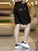 Shorts Casuais de Praia Finos de Seda Gelada de Secagem Rápida para Homens no Verão, Shorts Esportivos Largos Tendência de Cinco Pontos de Alta Qualidade