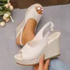 En stock: Sandalias de cuña estilo europeo y americano con punta abierta, talla grande, nuevo estilo verano 2026, plataforma, exportación transfronteriza, sandalias romanas para mujer.
