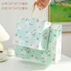 Bolsa de Presente de Alto Valor Menta Azul Fresca com Design de Gatinho Cartoon Fofo, Bolsa Tote Criativa para Presentear, Saco de Papel para Embalagem