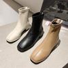 Botines de Tacón Grueso para Mujer Estilo Francés Botines Desnudos 2025 Nuevo Otoño Versátil Tacón Medio Botas Martin Punta Cuadrada Blancas Botas Slim