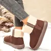 Botas de nieve de caña baja con cinta doblada, persona perezosa, para mujer, suela gruesa, felpa, slip-on, suela suave, con terciopelo, botines cortos, zapatos de algodón, cálidos