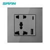 Tipo 86 Panel de enchufe USB Tipo C estándar británico Enchufe de pared británico Hong Kong Doble enchufe estándar británico 146 gris