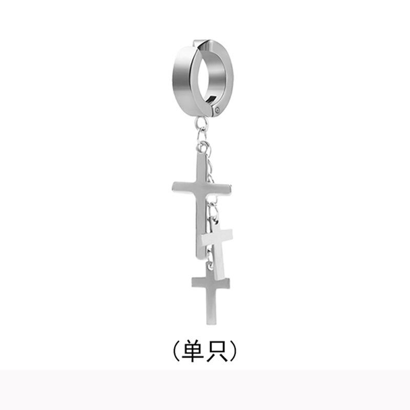 769ED 3十字架钢色耳夹(单只)769ED