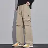 Pantalones casuales de otoño para hombre, pantalones cargo anchos de pierna recta holgada estilo paracaidista, pantalones deportivos cargo de marca modernos estilo americano para adolescentes