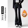 Calças Boca de Sino Emagrecedoras e que Aumentam a Altura para Uso ao Ar Livre, Leggings Grossas Forradas com Lã para Outono e Inverno, Calças Boca de Sino de Yoga de Cintura Alta com Efeito Levanta Bumbum