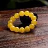 Pulsera de Ámbar Optimizada Rusa para Hombres y Mujeres, Pulsera de Cuentas Budistas de Círculo Único con Cuentas Amarillas