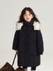 Jaqueta de Penas Média e Longa DOG para Meninas Moda Outono e Inverno Estilo Coreano Crianças Médias e Grandes Jaqueta Espessa de Penas de Pato Branco