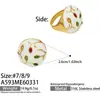 Anel de Flor Tridimensional Colorido com Gotejamento de Óleo de Design de Nicho, Estilo Feminino Elegante, Anel Exagerado da Moda Retrô Europeia e Americana