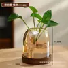 Vaso de vidro vintage para uso doméstico, adequado para rack de TV da sala de estar, recipiente transparente hidropônico, decoração de mesa para arranjos de flores, com um toque de luxo leve e de alta qualidade
