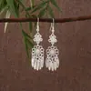Pendientes Miao Étnicos de Borla Larga Estilo Nuevo, Pendientes Exagerados de Declaración de Moda Estilo Étnico de Plata Miao de Lujo Ligero