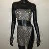 Explosões transfronteiriças Europeu e Americano Mulheres Metal Strass Top Saia Terno Sexy Boate Festa Spice Girls Saia de Strass