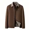 Chaqueta ligera de lujo para hombre de chenilla para otoño e invierno con relleno de plumón, solapa de color contrastante, prenda exterior cálida y casual para hombres jóvenes y de mediana edad