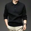 Suéter de punto para hombre con cuello, jacquard de manga larga, suéter casual de negocios para primavera y otoño, suéter de papá para hombres