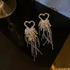 Pendientes de Borla Flor Geométrica Dulces y Exquisitos Estilo Coreano con Diamantes, Sensación de Lujo Ligero y Gama Alta, Pendientes de Nicho de Moda para Mujeres