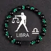 Pulseras Transfronterizas Europeas y Americanas Más Vendidas, Doce Constelaciones, Vidrio Negro, Piedra Ojo de Tigre Verde, Pulseras Hechas a Mano con Cuentas, Venta al por Mayor desde Fabricantes