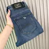Jeans Masculino Europeu High-End Marca Antiga Águia Azul Quatro Estações Nostálgico Stretch Lavado Slim Straight Calças Masculinas