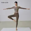 Top de yoga emagrecedor para primavera e verão com bojo, mangas compridas, secagem rápida, tamanho grande, para mulheres plus size, conjunto esportivo feminino para treino de Pilates