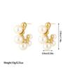 Aretes Transfronterizos Europeos y Americanos en Forma de C con Incrustaciones de Perlas Acero Titanio Nuevo Diseño Nicho Irregular Primavera 2025 Fabricante