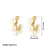 Pendientes franceses de perlas nuevos de venta caliente pendientes de acero de titanio pendientes de lujo ligero de nicho pendientes de temperamento al por mayor